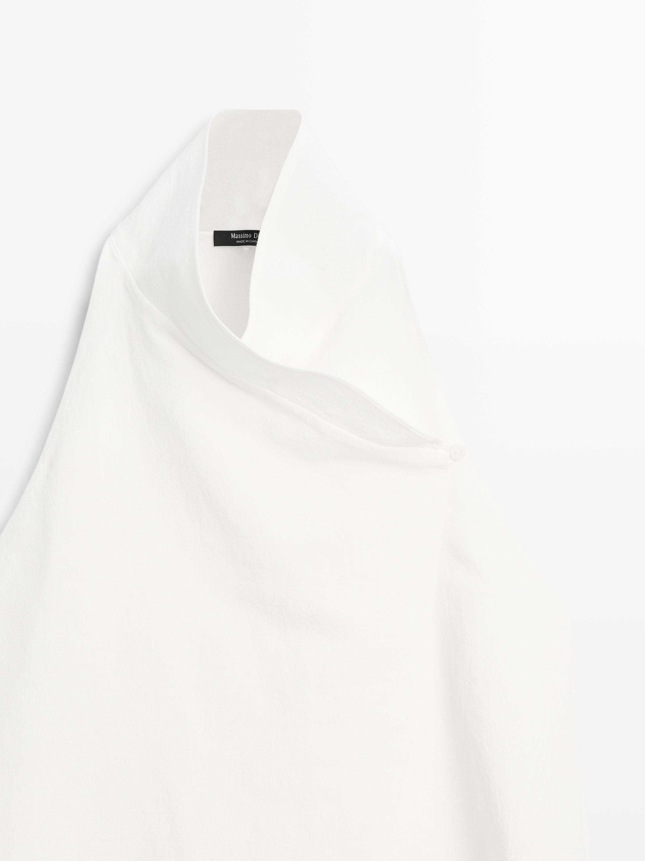 Linen cotton asymmetric crossover top